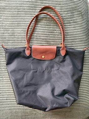Black Nylon Tote with Brown Leather Trim - Classic Everyday Carry